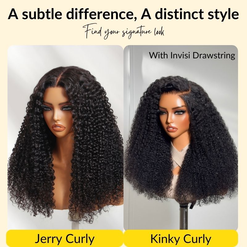 Sunber 7x5 Bye Bye Knots 4C Kinky Edge Baby Hair Jerry Curly Pre-Cut Lace Human Hair Wigs Bleached Knots With Invisi Drawstring