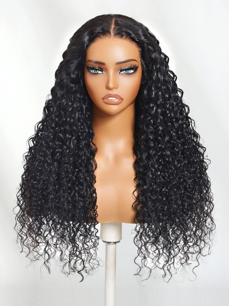Sunber 180% Density 7x5/ 13x4 Pre-Everything Lace Frontal Wig Water Wave & Curly Mixed Human Hair Wigs With Invisi Drawstring
