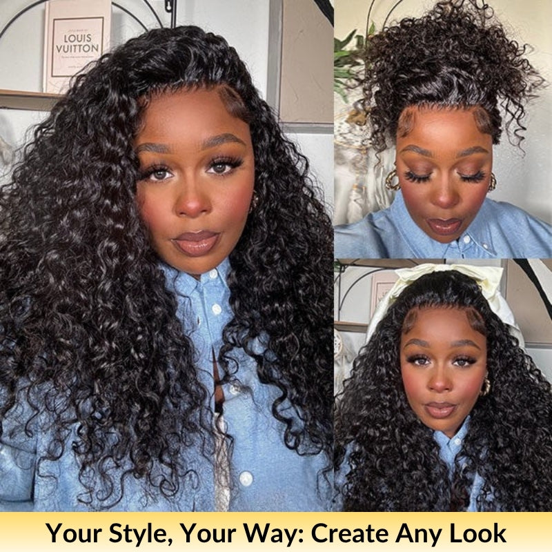 Sunber Wet And Wavy 7*5 Bye Bye Knots Pre-Cut Blend Away HD Lace Wigs Water Wave Wigs With Elastic Drawstring
