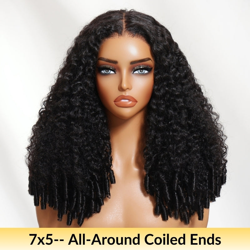 Sunber Pre-Styled Finger Coils Wig 7x5 Bye Bye Knots Glueless Spiral Curls Water Curly Hair Twist Out At The End Put On and Go Human Hair Wigs