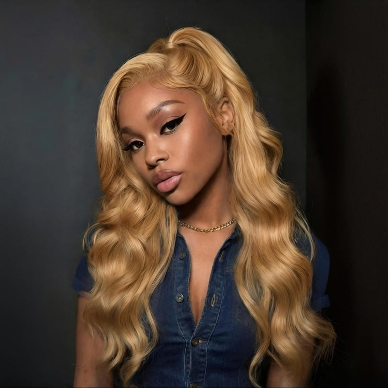 Sunber 13x4 Pre Everything Golden Sun-Kissed Blonde Layered Loose Wave Lace Frontal WIth Face-Framing Curtain Bangs