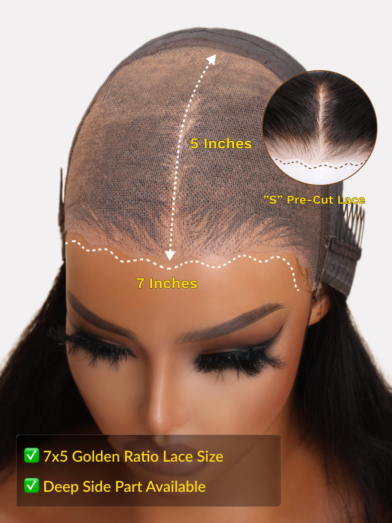 Sunber Kinky Curly 7x5 Pre Cut Lace Put On And Go Skin Melt Wigs Natural Hairline With Invisi Drawstring Valentine&