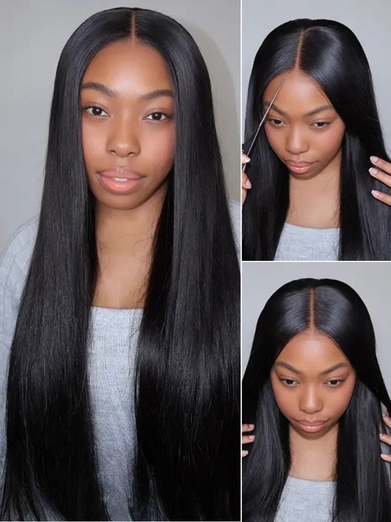 Sunber Blunt Cut Light Yaki Straight 7x5/13x4 Pre-Cut Lace Bye Bye Knots Glueless Bob Wig Pre-plucked Flash Sale