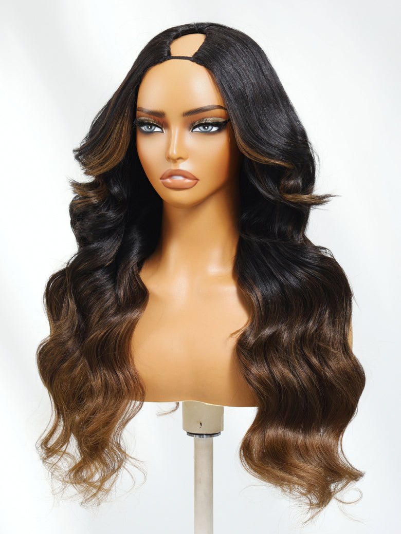 Sunber Glueless Chestnut Brown Yaki Straight Wave Wig Upgrade New V Part Wig Yaki Straight No Leave Out Protective Styles Flash Sale