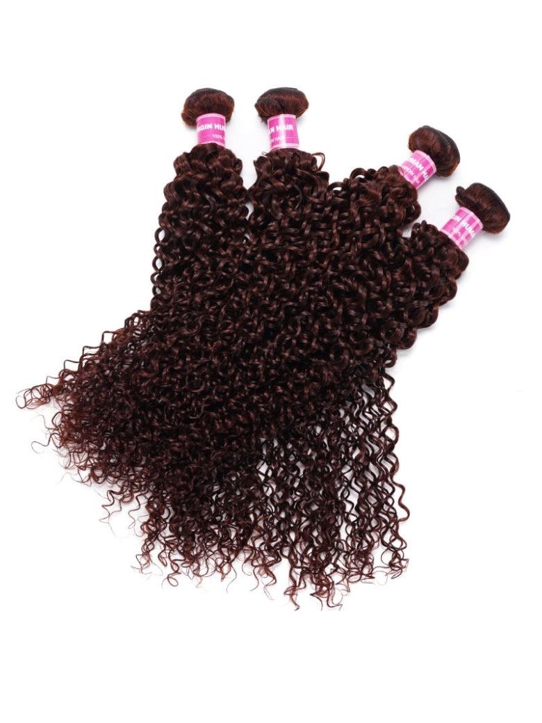 Sunber Hair Reddish Brown Jerry Curly 4 Bundles 100% Human Hair Bundle Deals