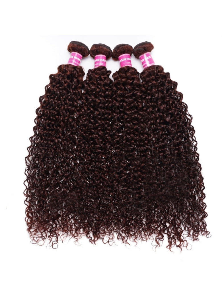 Sunber Hair Reddish Brown Jerry Curly 4 Bundles 100% Human Hair Bundle Deals