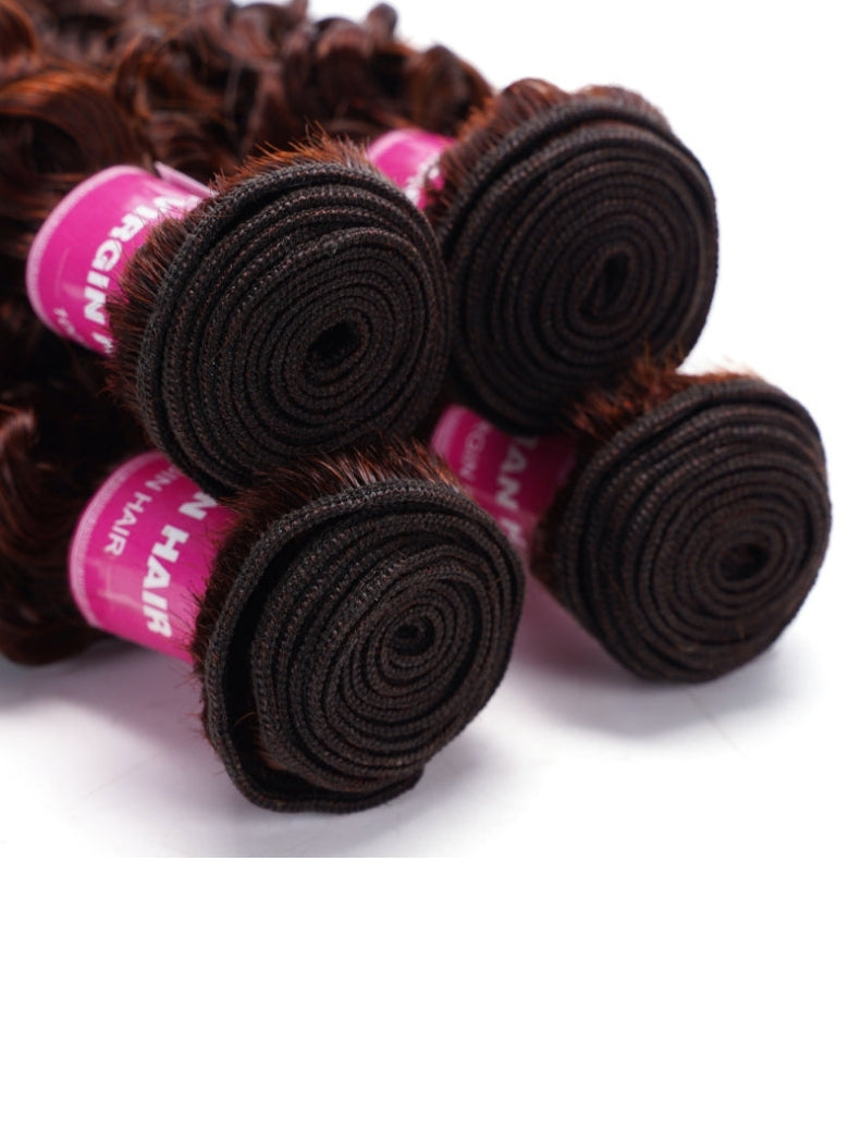 Sunber Hair Reddish Brown Jerry Curly 4 Bundles 100% Human Hair Bundle Deals