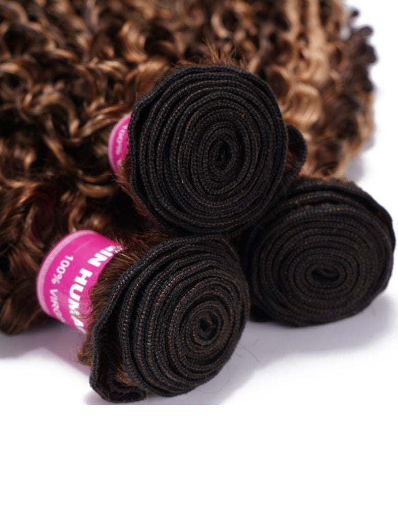 Sunber Ombre Blonde Highlight Curly 3 Bundles On Sale-10-26 Inch & 100% Human Hair