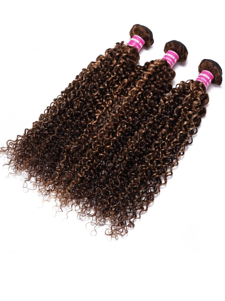 Sunber Ombre Blonde Highlight Curly 3 Bundles On Sale-10-26 Inch & 100% Human Hair