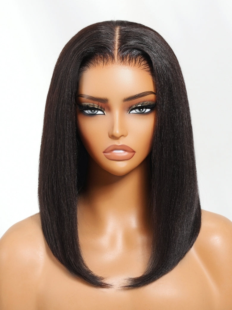 Sunber Blunt Cut Light Yaki Straight 7x5/13x4 Pre-Cut Lace Bye Bye Knots Glueless Bob Wig Pre-plucked Flash Sale