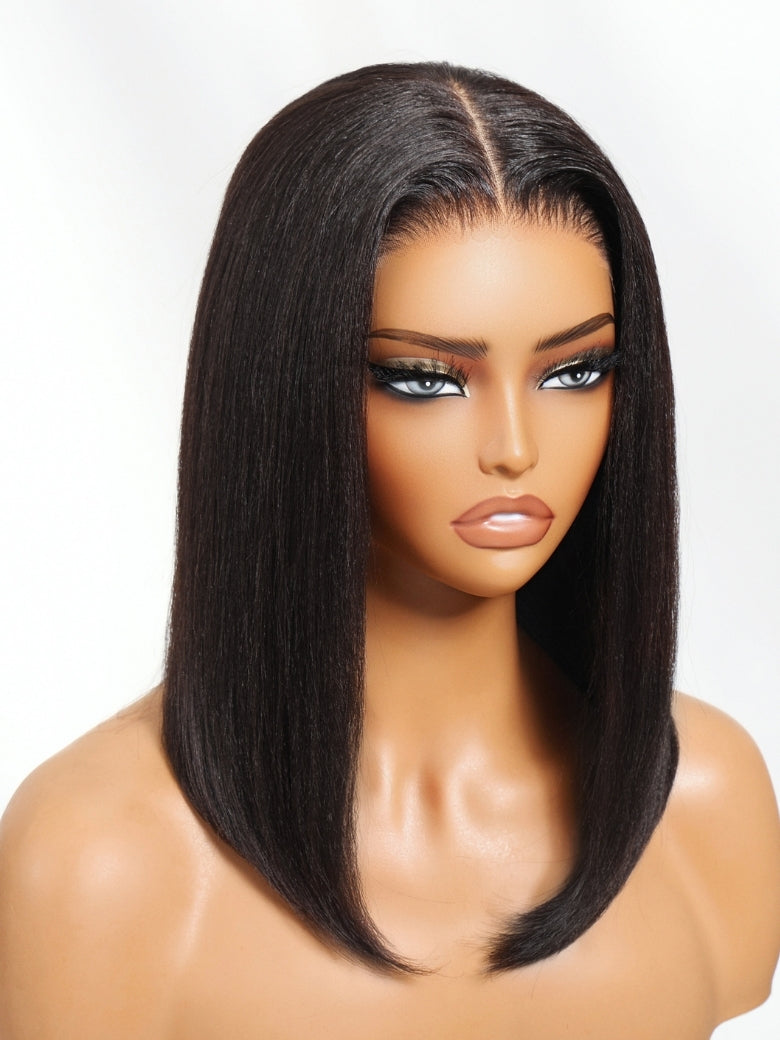 Sunber Blunt Cut Light Yaki Straight 7x5/13x4 Pre-Cut Lace Bye Bye Knots Glueless Bob Wig Pre-plucked Flash Sale