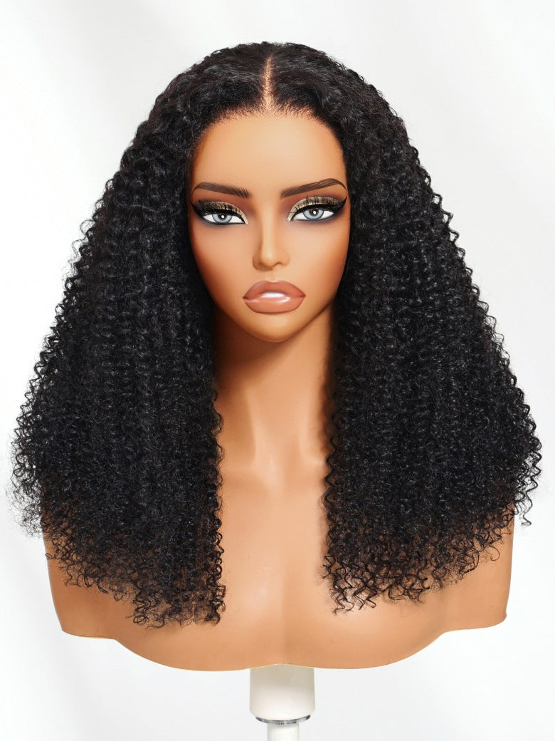 Sunber 7x5 Pre Cut 200% 4C Kinky Edge Baby Hair Curly Pre-Cut Lace Human Hair Wigs Bleached Knots With Invisi Drawstring