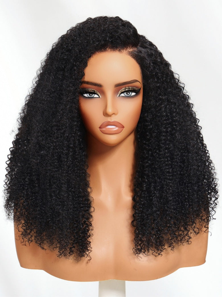 Sunber 7x5 Pre Cut 200% 4C Kinky Edge Baby Hair Curly Pre-Cut Lace Human Hair Wigs Bleached Knots With Invisi Drawstring