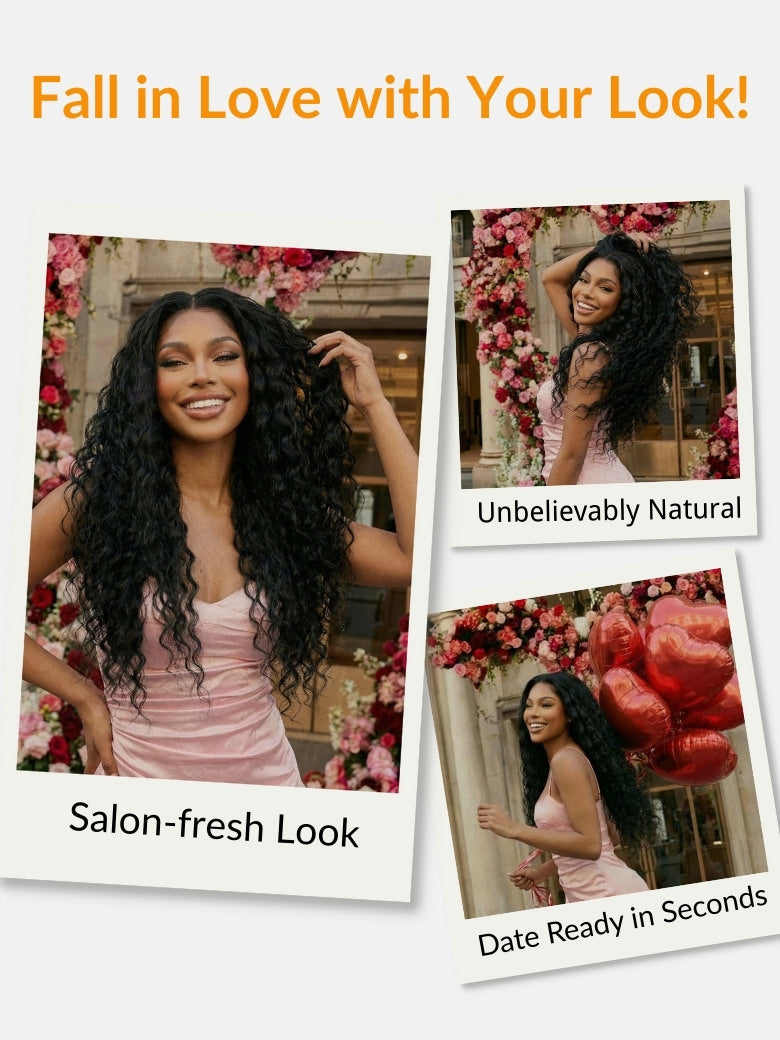 Sunber Wet And Wavy 7x5/13x6 Bye Bye Knots Pre-Cut Blend Away HD Lace Wigs Water Wave Wigs With Elastic Drawstring