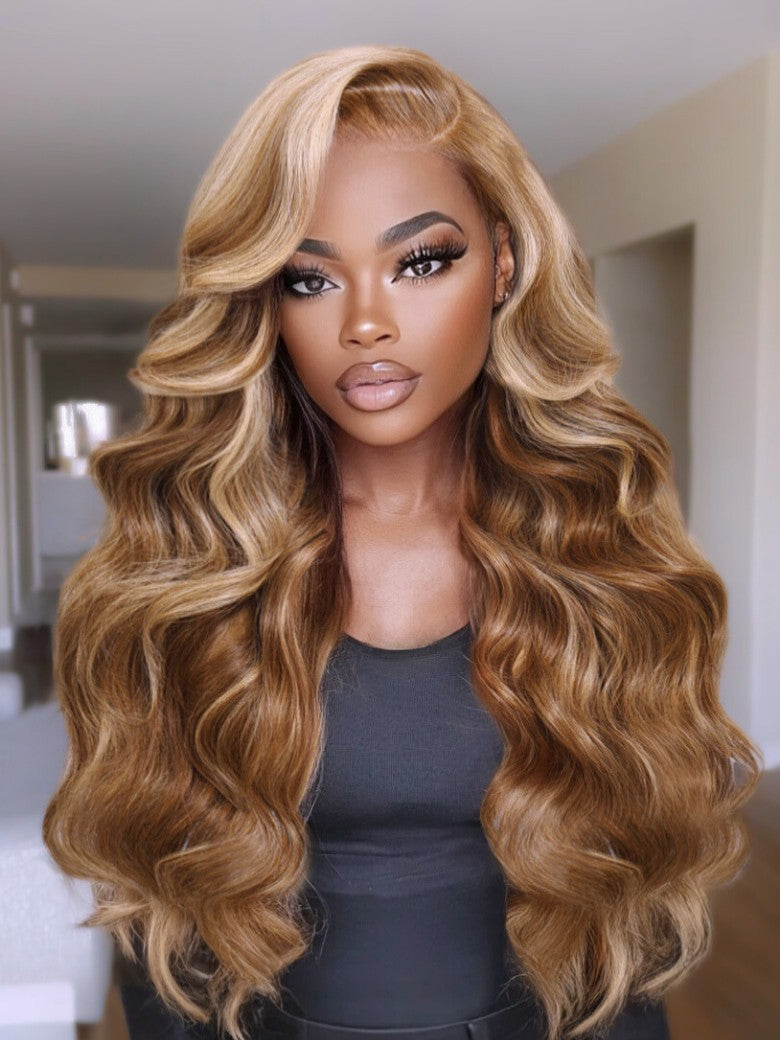 Sunber 7x5 Pre-Cut Body Wave Bye Bye Knots Honey Blonde Glueless Highlights Lace Human Hair Wig Flash Sale