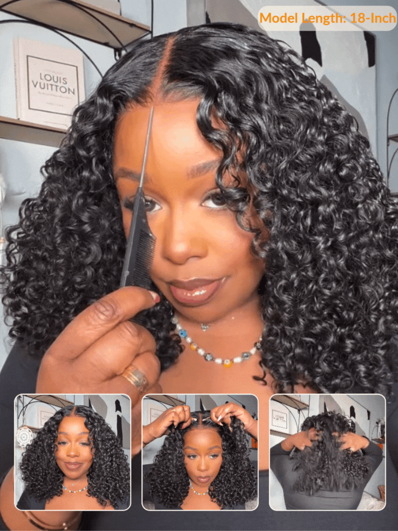 Sunber Water Wave Bye Bye Knots Put On And Go Wig 100% Human Hair Natural Black Wig Vip Member Flash Sale President&