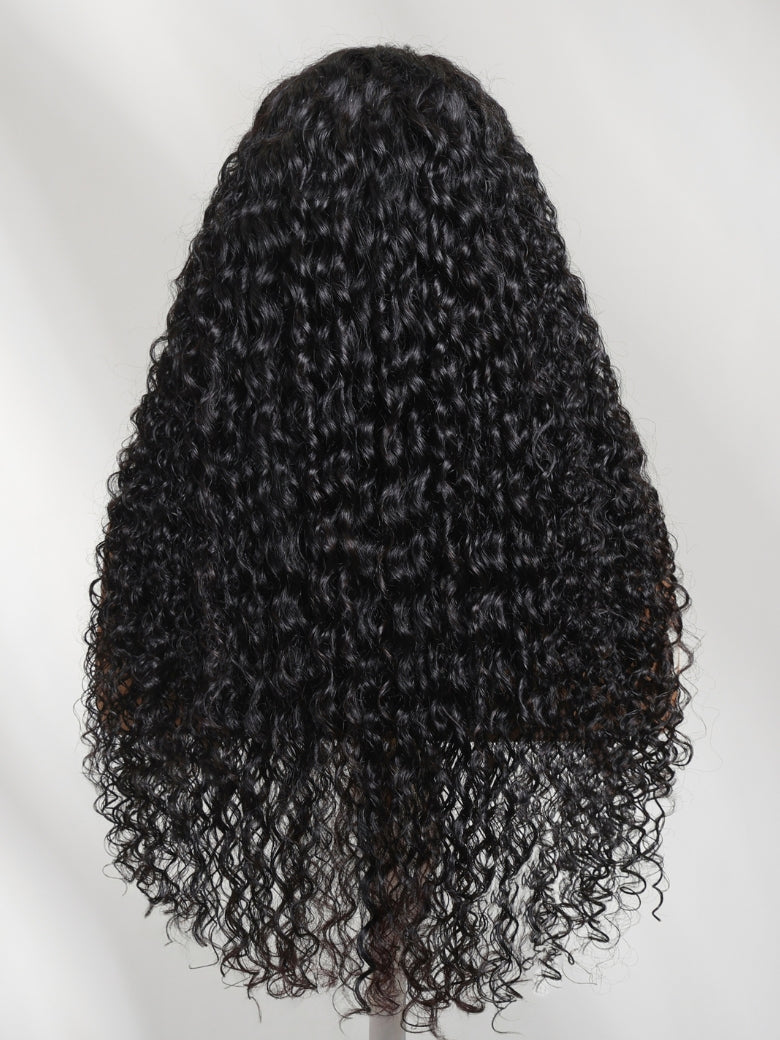 Sunber 7x5 Pre Cut 4D Mixed Texture Burmese Curls Tight Water Wave Lace Part Wig With Finger Coil Ends
