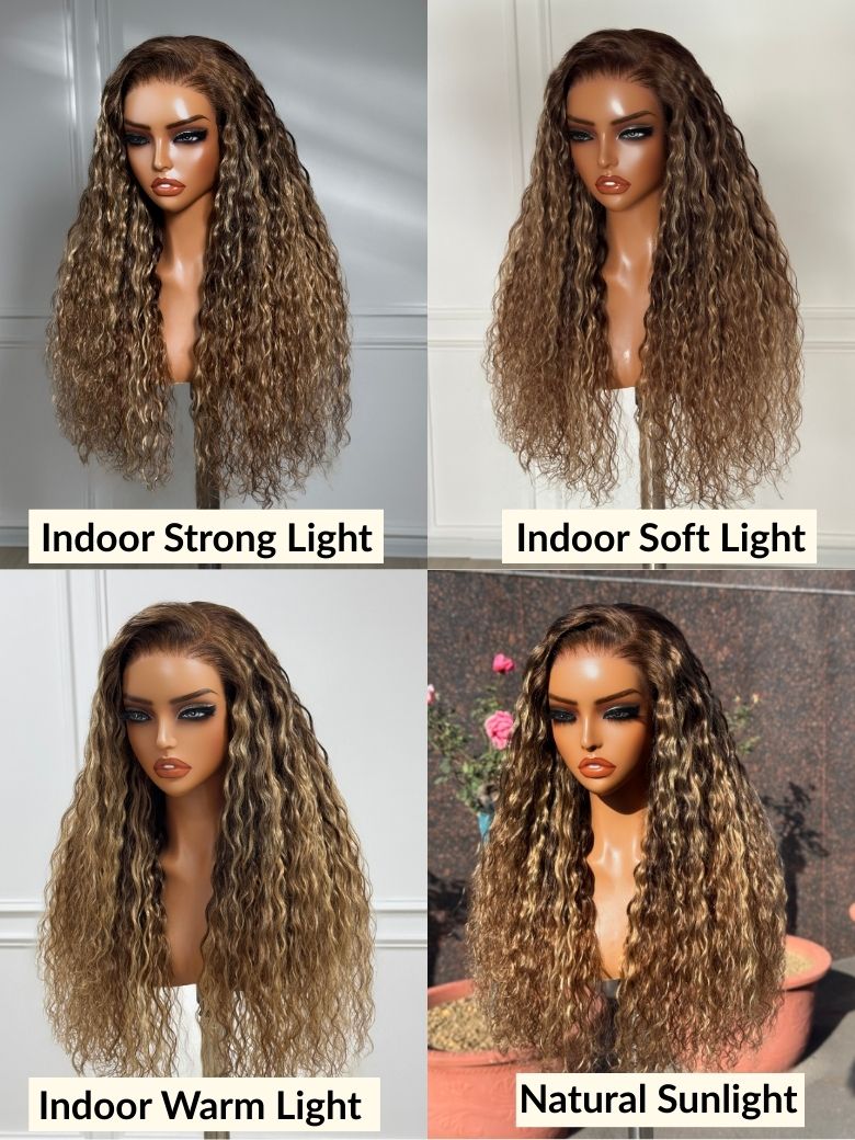 Sunber Water Wave Honey Blonde Highlighted 13x4 Pre Everything Lace Frontal Wig With Invisi Drawstring