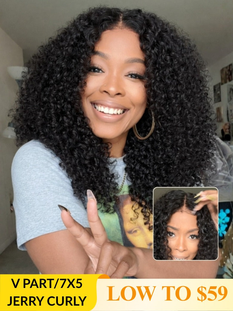 Extra 70% OFF | Sunber Curly 7×5 Bye Bye Knots Pre-Cut Lace Wigs Lace Closure Pre-Plucked Hairline Human Hair