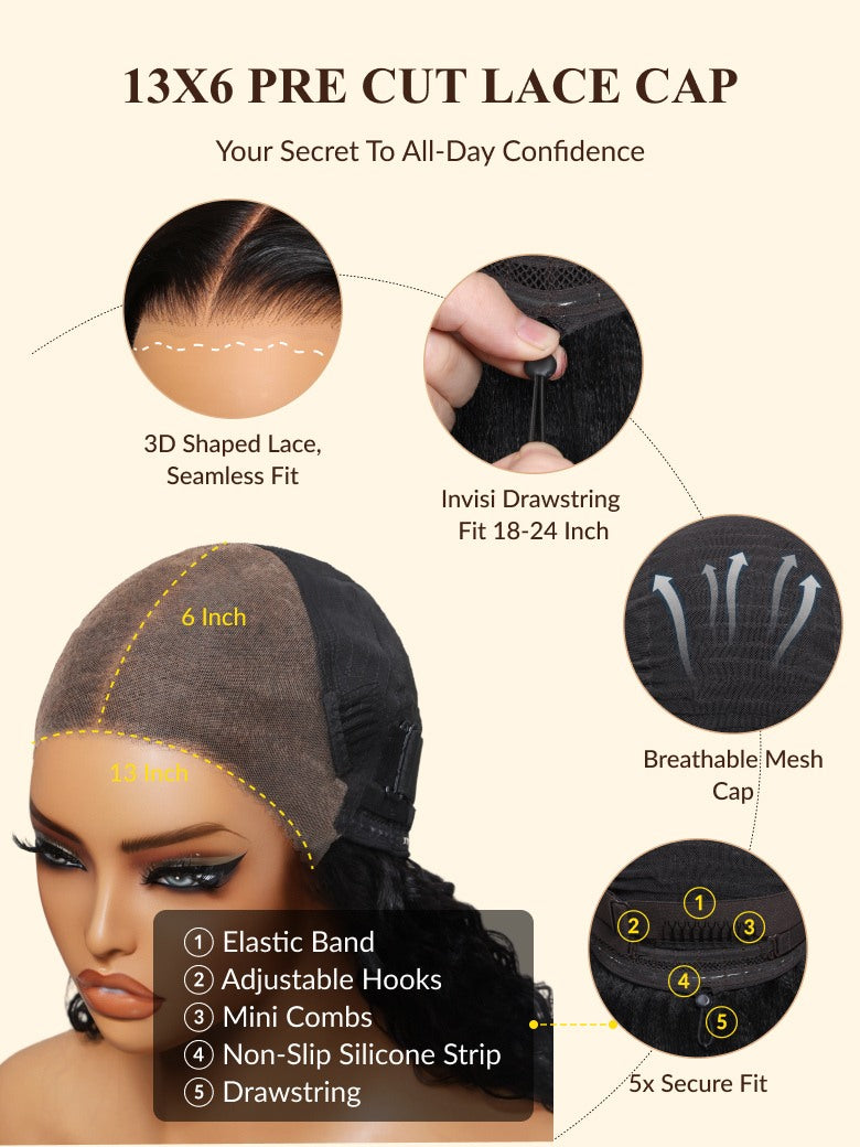 Sunber Wet And Wavy 7x5/13x6 Bye Bye Knots Pre-Cut Blend Away HD Lace Wigs Water Wave Wigs With Elastic Drawstring