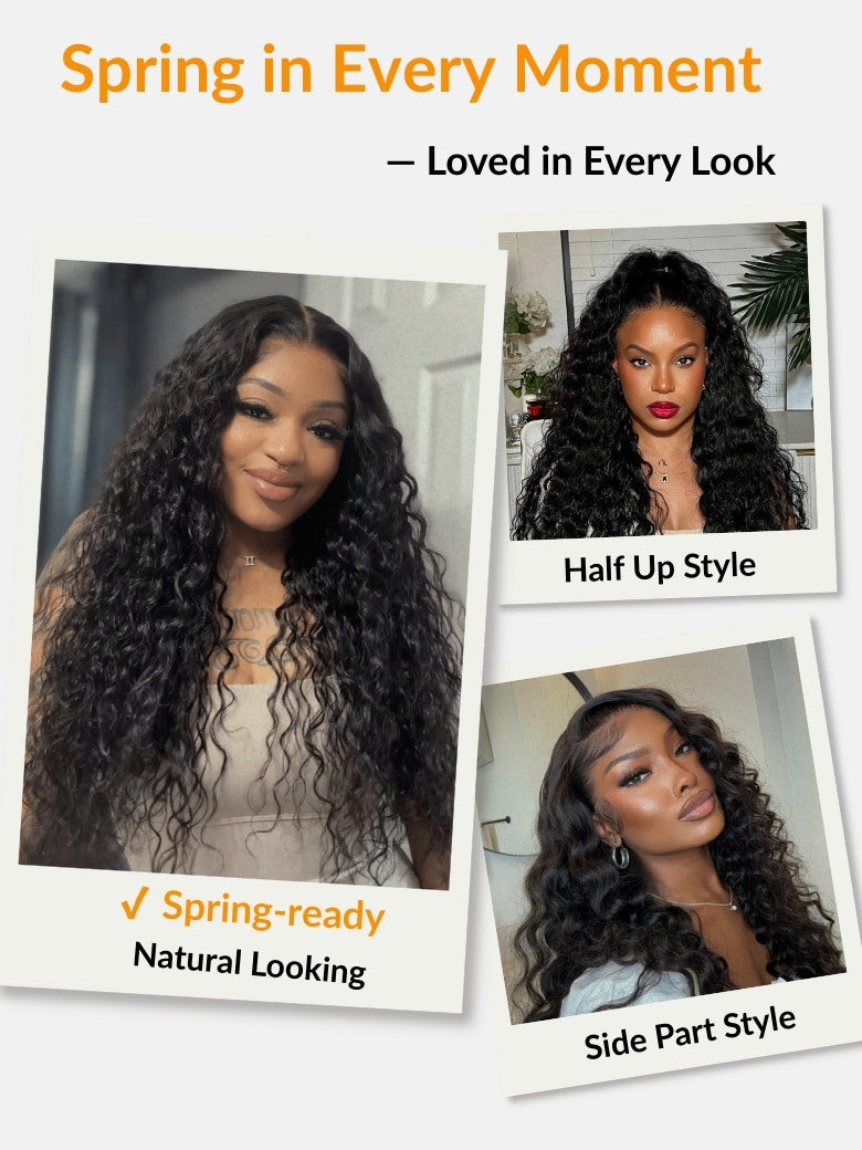 Sunber 180% Density 13x6 Pre Cut Wet And Wavy Water Wave Natural Black Lace Frontal Wig With Invisi Drawstring Flash Sale