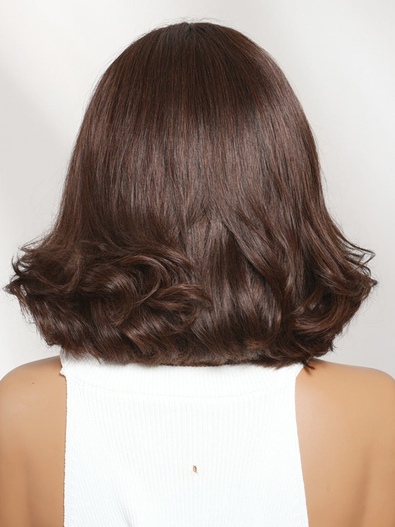 Sunber 7x5 Pre Cut Rich Warm Auburn Brown Effortless Layered Blowout Bob Lace Wig