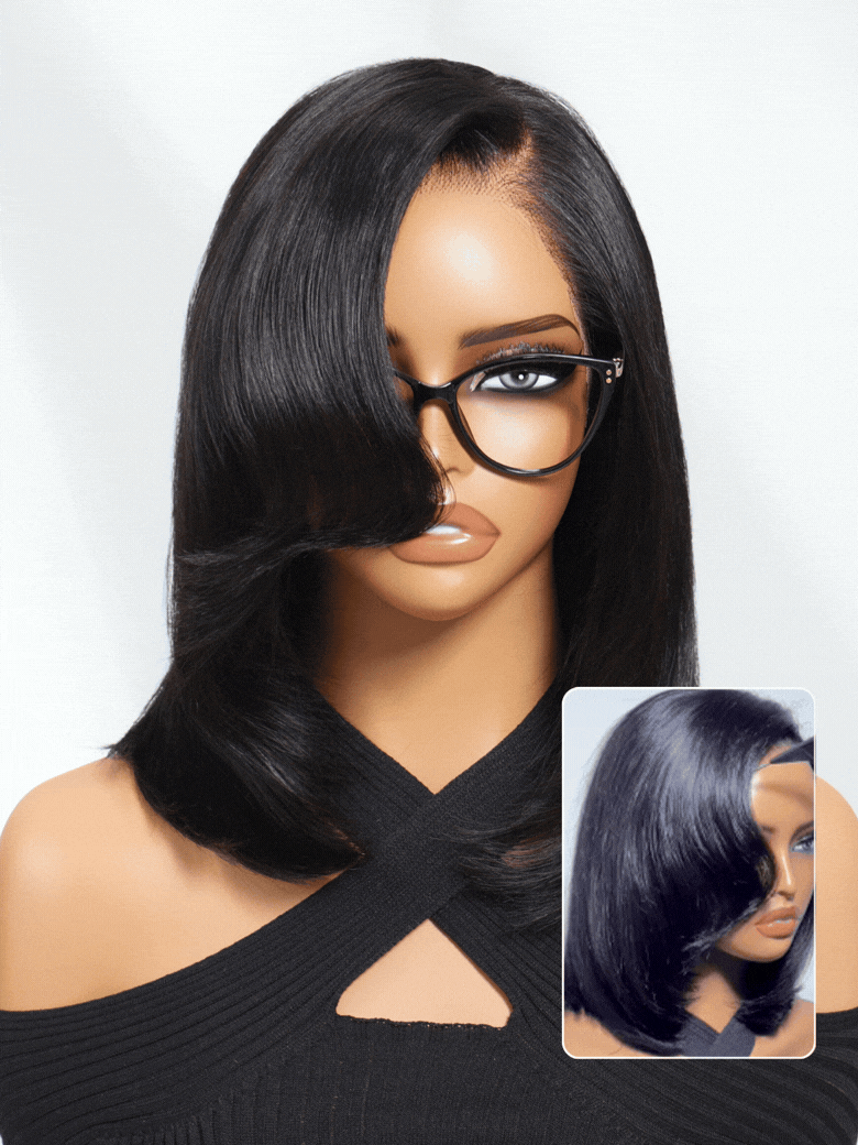 Sunber Blunt Cut Light Yaki Straight 7x5 Pre-Cut Lace Bye Bye Knots Glueless Bob Wig Pre-plucked Flash Sale