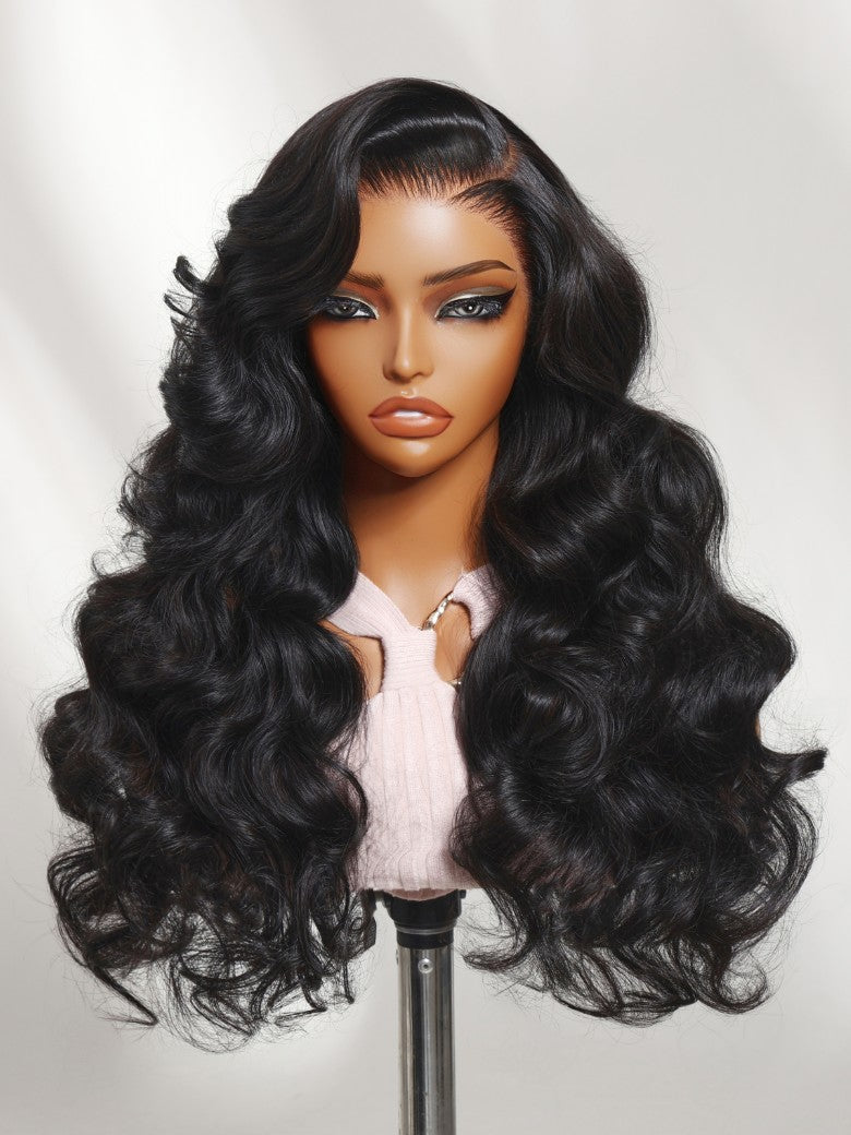 Sunber 13x4 Pre-Everything Wig With Loose Wave Face-Framing Layers And Side-Swept Bangs With Drawstring Glueless Human Hair Wig
