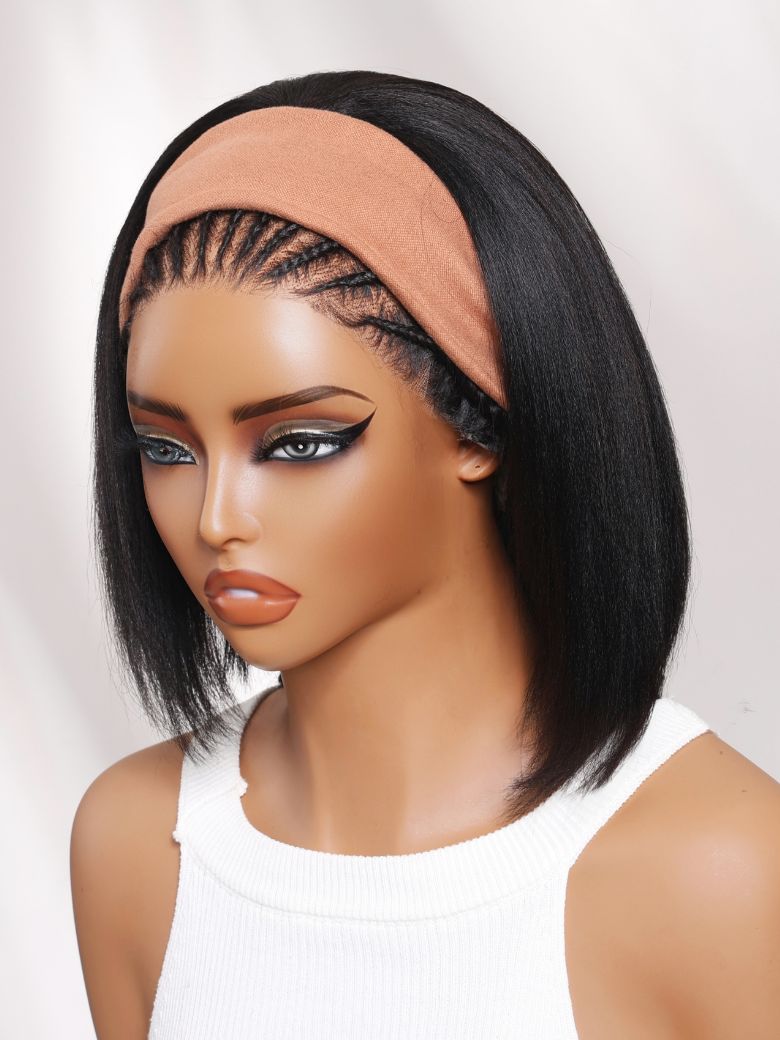 Sunber Blend & Secure Blow-out Natural Black Yaki Straight Bob Half Wig With Invisi Drawstring