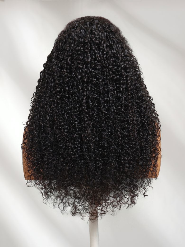 Sunber 5x5 HD Jerry Curly Natural Black Pre Cut Lace Wig With Invisi Drawstring