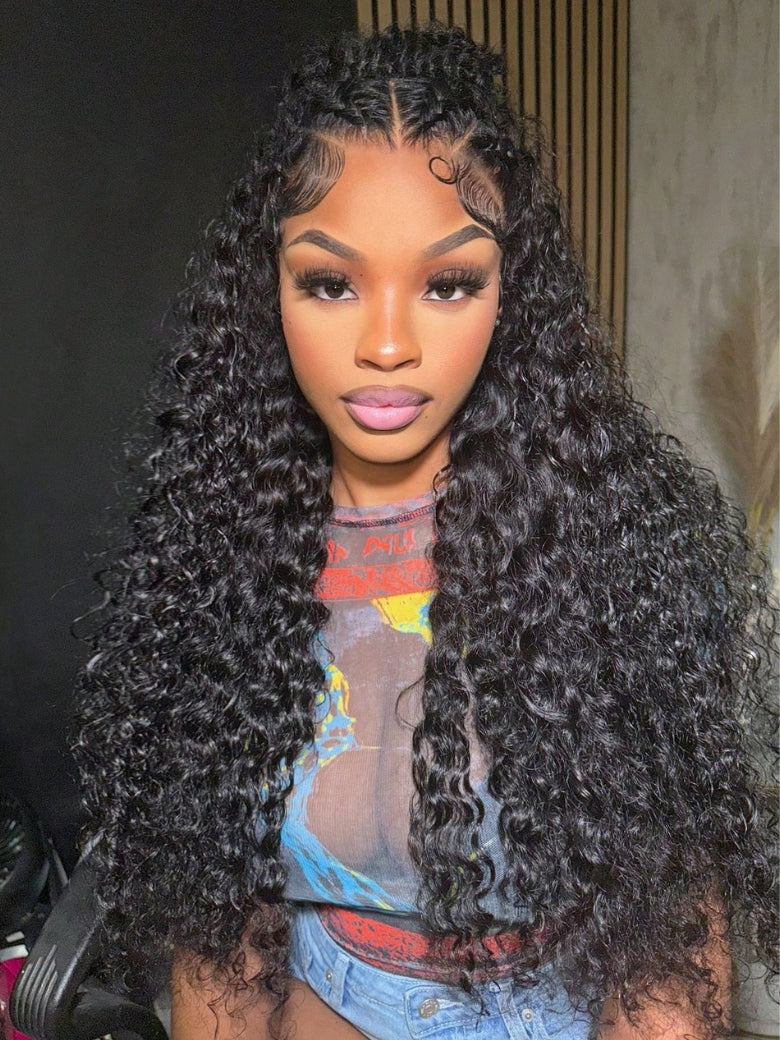 Sunber Hair Brazilian Virgin Deep Wave Hair 3 Bundles With 4"*4" Lace Closure, 100% Human Hair