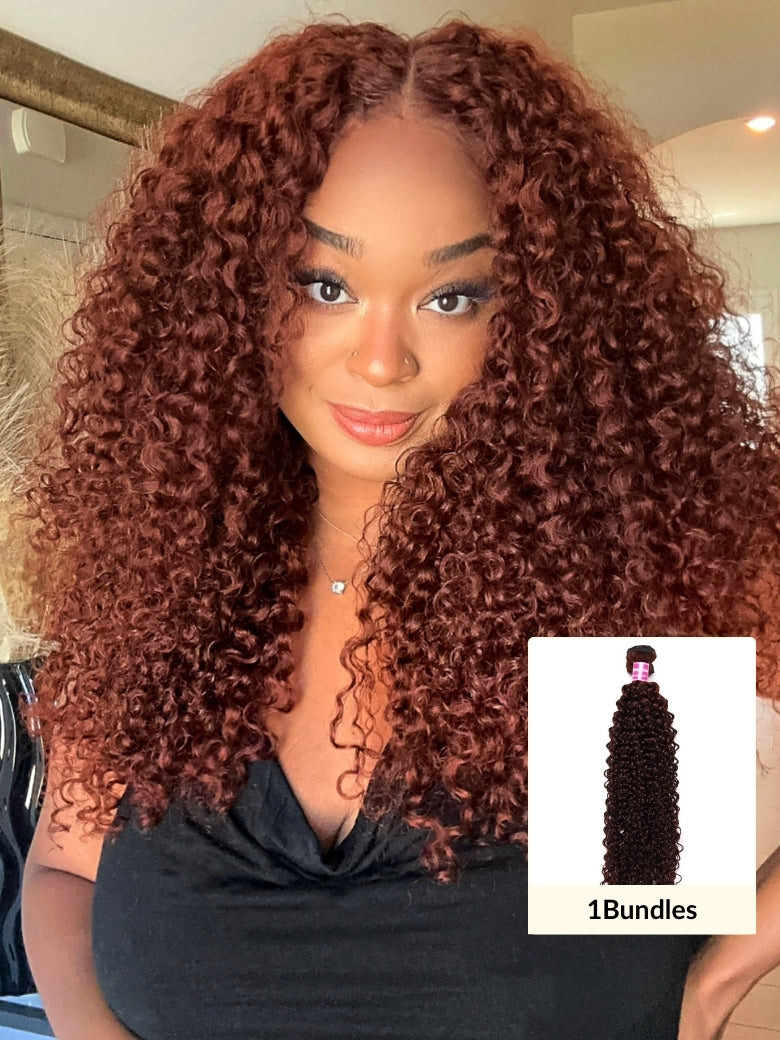 Sunber Reddish Brown Jerry Curly 100% Remy Human Hair 1 Bundle