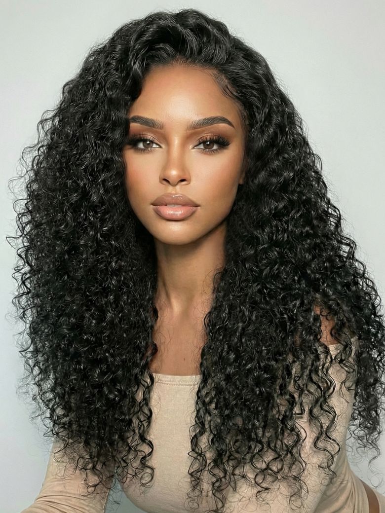 Sunber 7x5 Pre Cut Long Voluminous Bouncy Curls With Side Parting Lace Wig With Invisi Drawstring