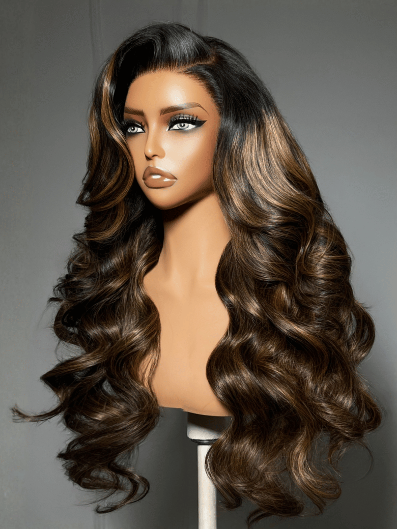 Sunber 7x5 Pre Cut Balayage Highlight Body Wave Lace Wigs With Invisi Drawstring Flash Sale