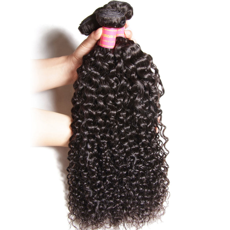 Peruvian Curly Virgin Hair 4 Bundles with Lace Frontal, Good Quality Virgin Peruvian Hair Weaves - Sunberhair