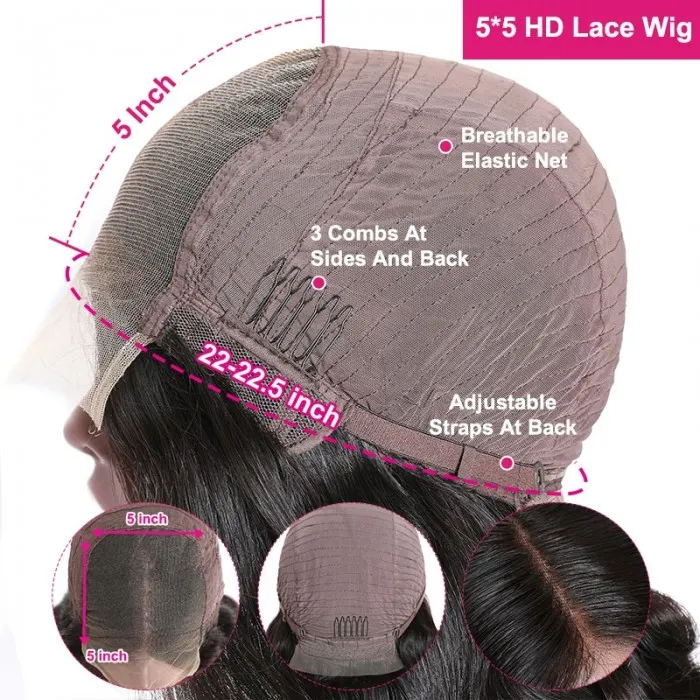 Sunber Jerry Curly Glueless Wigs  Invisible 5x5 HD Lace Closure Wigs Human Hair 180% Density