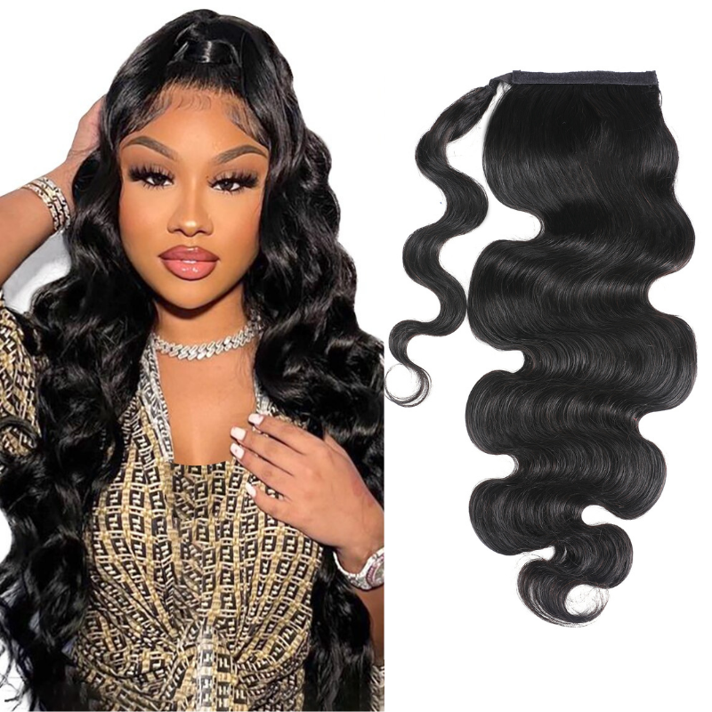 Flash Sale Sunber High Ponytail With Clip In Wrap-around Body Wave Ponytail Extension Human Hair