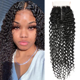Sunber Black Curly Brazilian Hair 4x4 Free Part Lace Closure Pre-Plucked With Virgin Human Hair