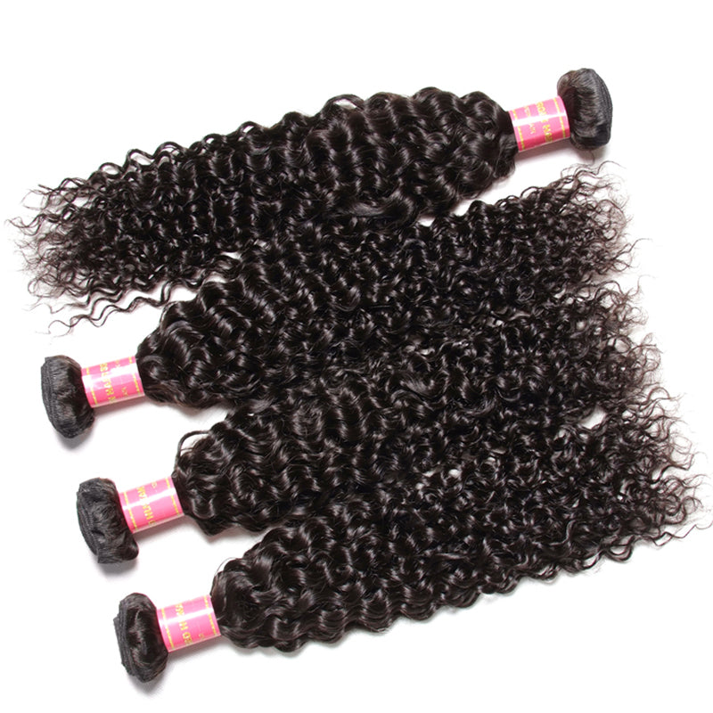 Sunber Hair Brazilian Virgin Curly Hair 3 Bundles with 4*4 Lace Closure 100% Human Hair