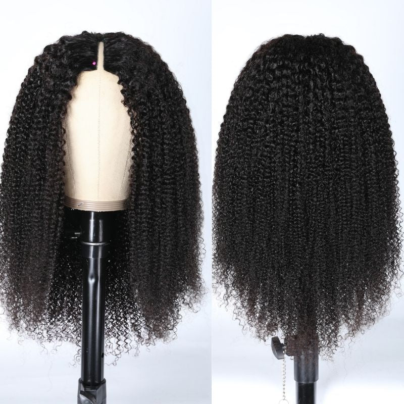 Flash Sale Sunber Kinky Curly No Lace No Glue V Part Wig Affordable Wigs For Women