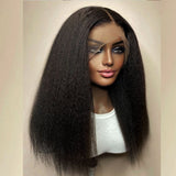 $100 Off Sunber 4C Kinky Edge 13X4 Kinky Straight Lace Front Human Hair Wigs And Lace Part Yaki Straight Wigs