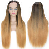 Sunber Ombre Blonde Straight 13 By 4 Lace Front Human Hair Wigs With Dark Roots
