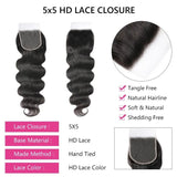 Sunber 1 Pc 5x5 HD Lace Closure Body Wave Hair Deep Parting Transparent Lace Closure Invisible Knots Human Hair Closure