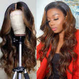 Sunber Balayage Highlight 13x5 T Part Lace Front Wig Body Wave Wigs For Black Women