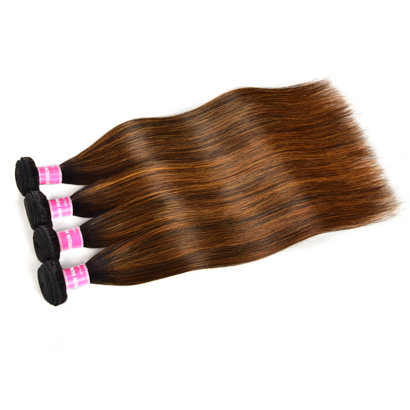 Sunber Ombre Dark Roots Balayage Color Silk Straight Human Hair Weaves 3 Bundles Deal