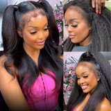 $100 Off Sunber 4C Kinky Edge 13X4 Kinky Straight Lace Front Human Hair Wigs And Lace Part Yaki Straight Wigs