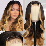 Flash Sale Sunber Face Framing Highlight Loose Wave T Part Lace Human Hair Wigs With Baby Hair 150% Density
