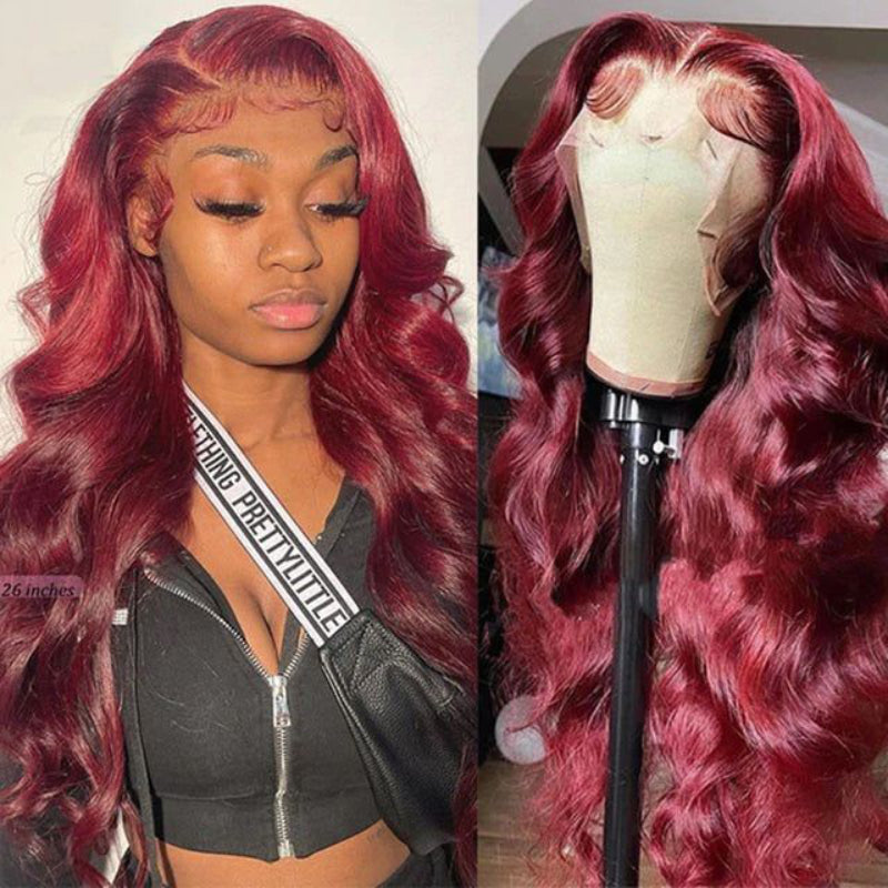 burgundy lace front wigs with baby hair