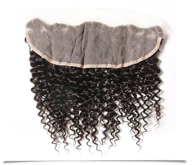 Indian Curly Hair Lace Frontal with 3 Bundles, 100% Virgin Human Hair Extensions Wefts - Sunberhair