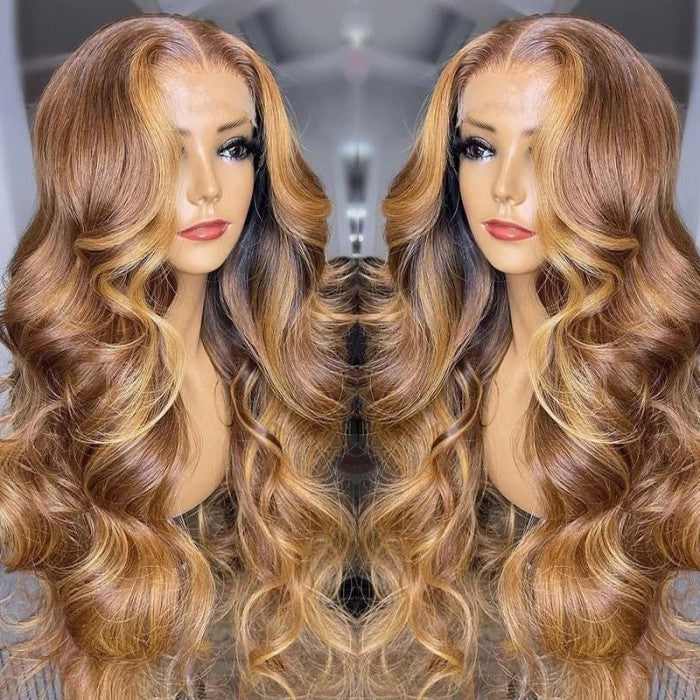 Sunber $100 Off Body Wave Honey Blonde Highlights Lace Frontal Wigs Supernatural and Realistic